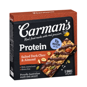 Carman’s Salted Dark Choc & Almond Protein Bar, 5 x 40 g