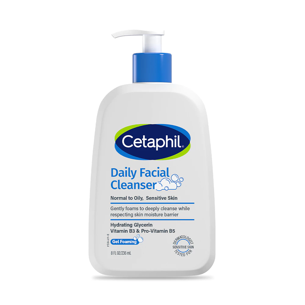 Cetaphil Daily Facial Cleanser 236 ml, gel to foam, oily and combination skin (Cetaphil Flagship Store)