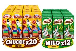 Nestlé Chuckie Chocolate Milk Drink 110 ml x20 with Milo Ready-to-Drink 110 ml x12