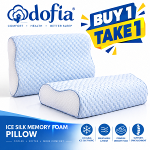 Dofia Soft Memory Foam Slow Rebound Neck Pain Relief Cervical Support Pillow, buy 1 take 1