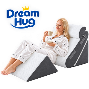 DreamHug Memory Foam Bed Wedge Pillow Set, backrest and leg pads