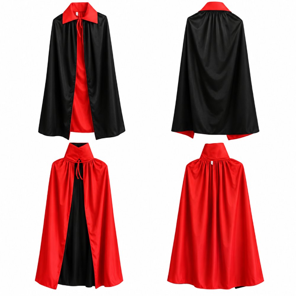 Halloween Cloak Costume, Vampire Cape for Kids and Adults (MALORY Hair Accessory)