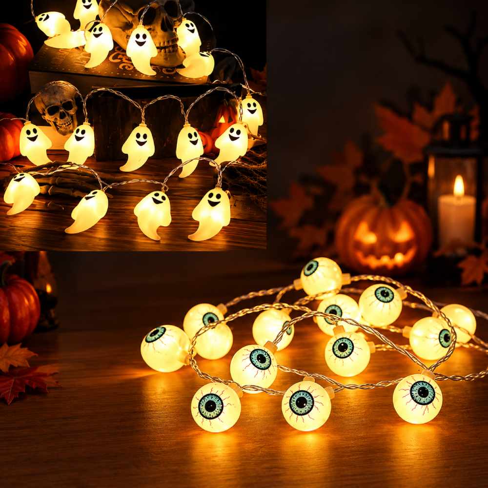 SAIMILI Halloween Cute Ghost and Eyeball LED String Lights (Shopee Choice Global)