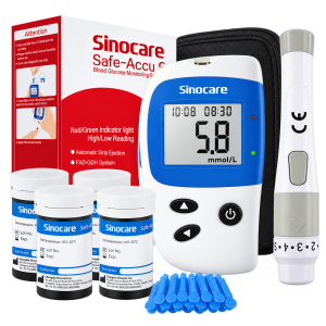 Sinocare Safe-Accu2 Blood Glucose Meter, complete set with 100 strips