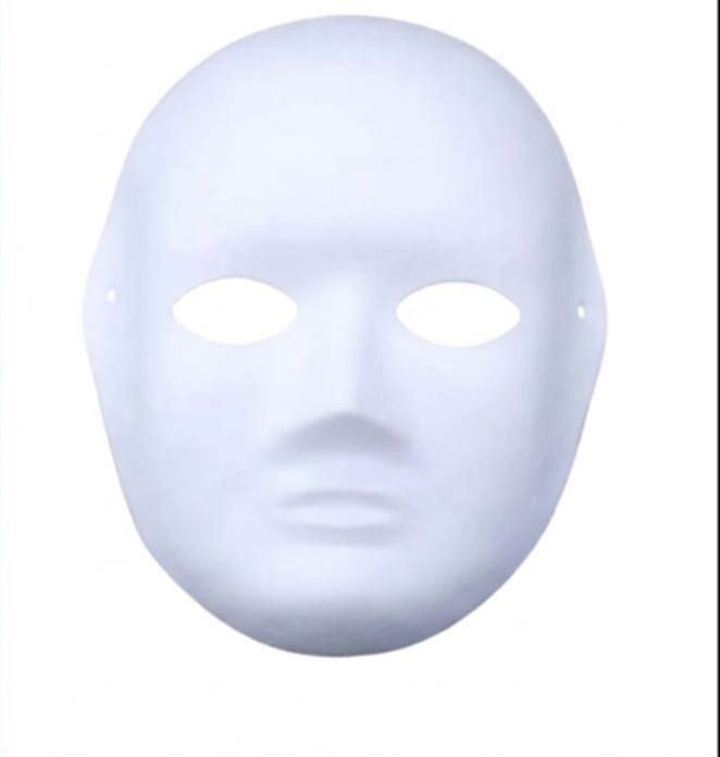 DIY White Paper Full Face Mask for Painting, Halloween and Masquerade (bookstore2)