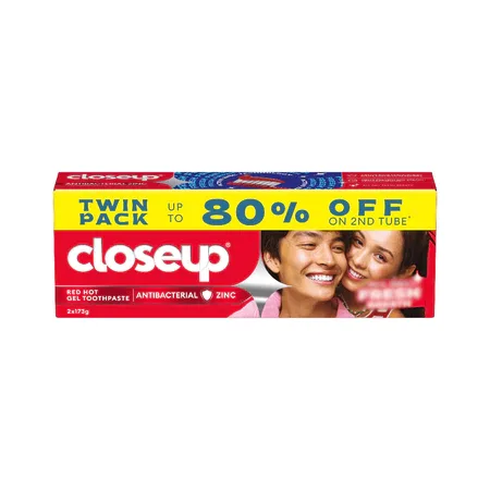 Closeup Gel Toothpaste with Antibacterial Zinc Red Hot 173 g Twin Pack (Unilever Beauty Official Store)