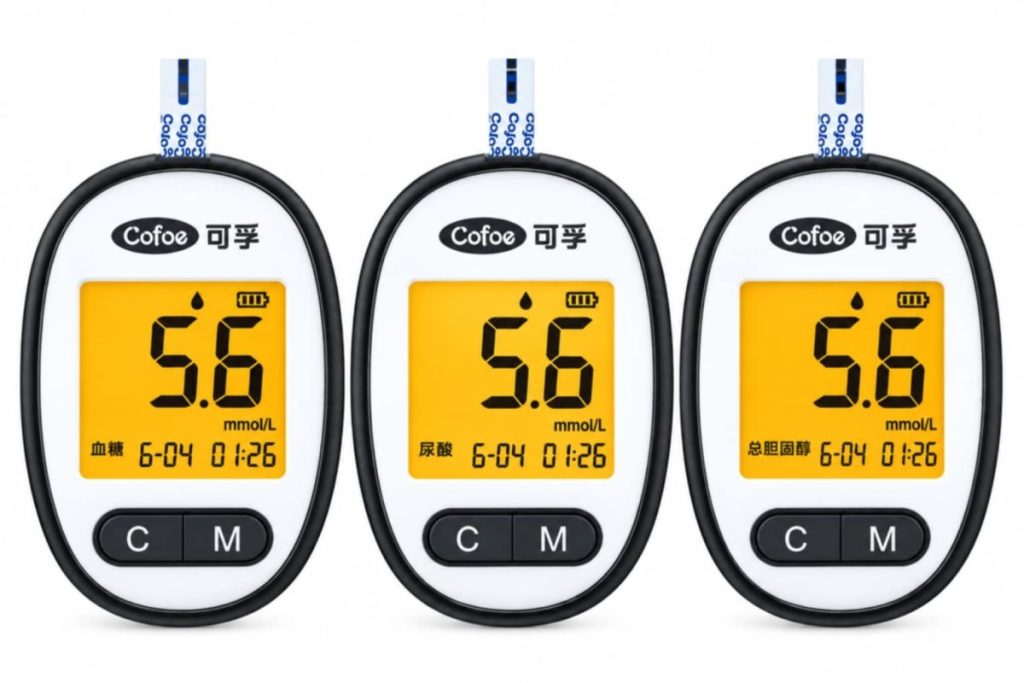 Cofoe 3-in-1 Uric Acid, Cholesterol and Blood Glucose Meter Kit (healthylife88.ph)