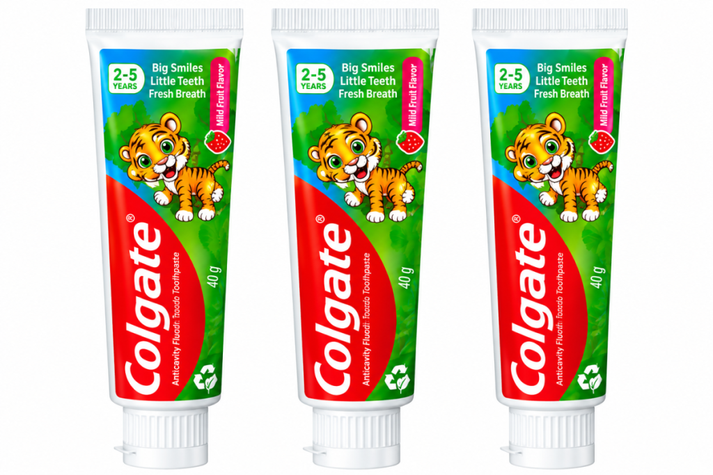 Colgate Anti-Cavity Kids (2-5 Years) Toothpaste, Tiger, Strawberry, 40g Value Pack of 3 (Official Store)