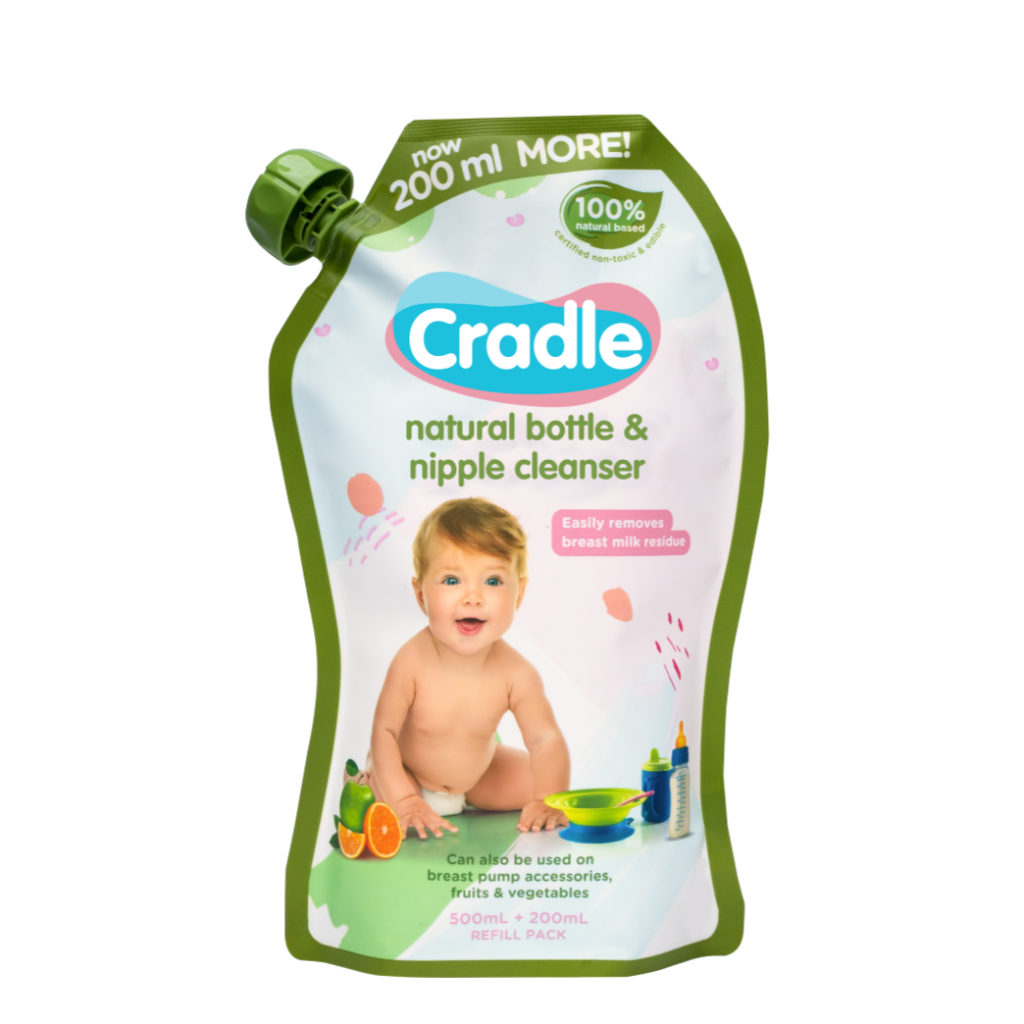 Cradle Natural Baby Bottle Wash & Nipple Cleaner 700mL Easy-Pouch, Set of 3 (Nursery Van official store)