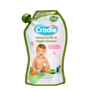 Cradle Natural Baby Bottle Wash & Nipple Cleaner 700mL Easy-Pouch, Set of 3 (Nursery Van official store)