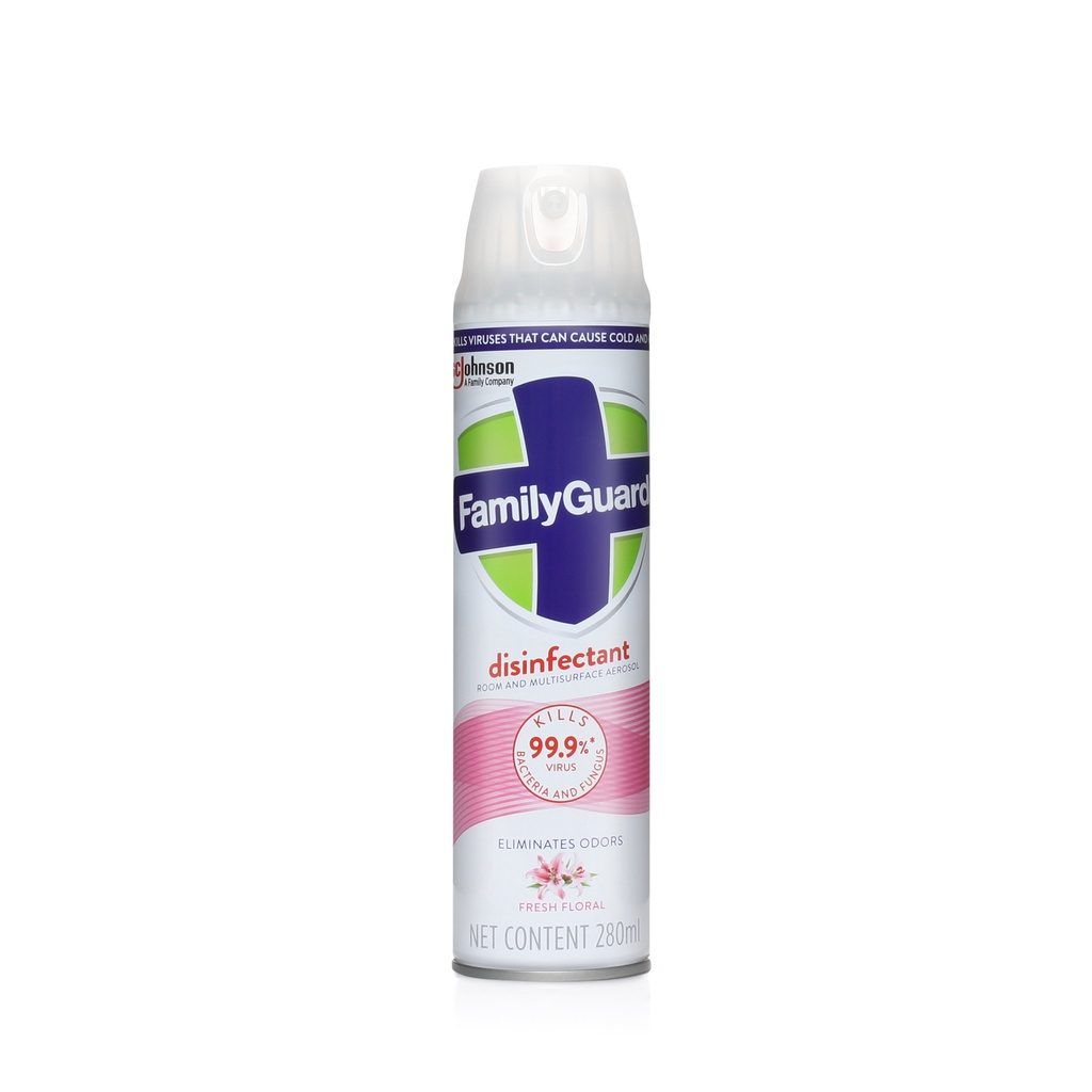 FamilyGuard Disinfectant Room & Multi-Surface Spray Aerosol Fresh Floral 280ml (SC Johnson Official Store)
