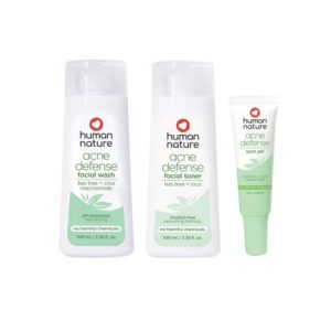 Human Nature Acne Defense Trio: Solution Gel, Facial Wash, Toner (Human Nature Official Store)