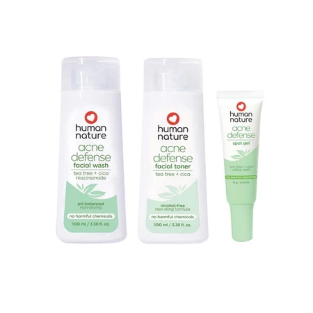 Human Nature Acne Defense Trio: Solution Gel, Facial Wash, Toner (Human Nature Official Store)