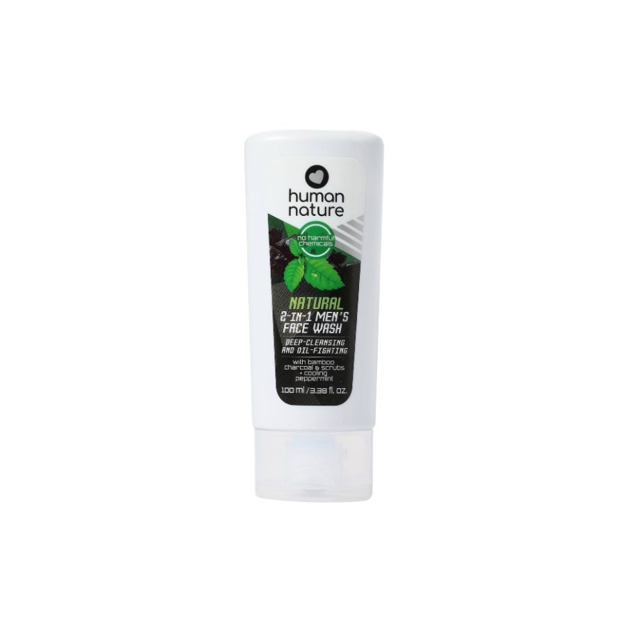 Human Nature Natural 2-in-1 Men’s Face Wash, Bamboo Charcoal (Human Nature Official Store)