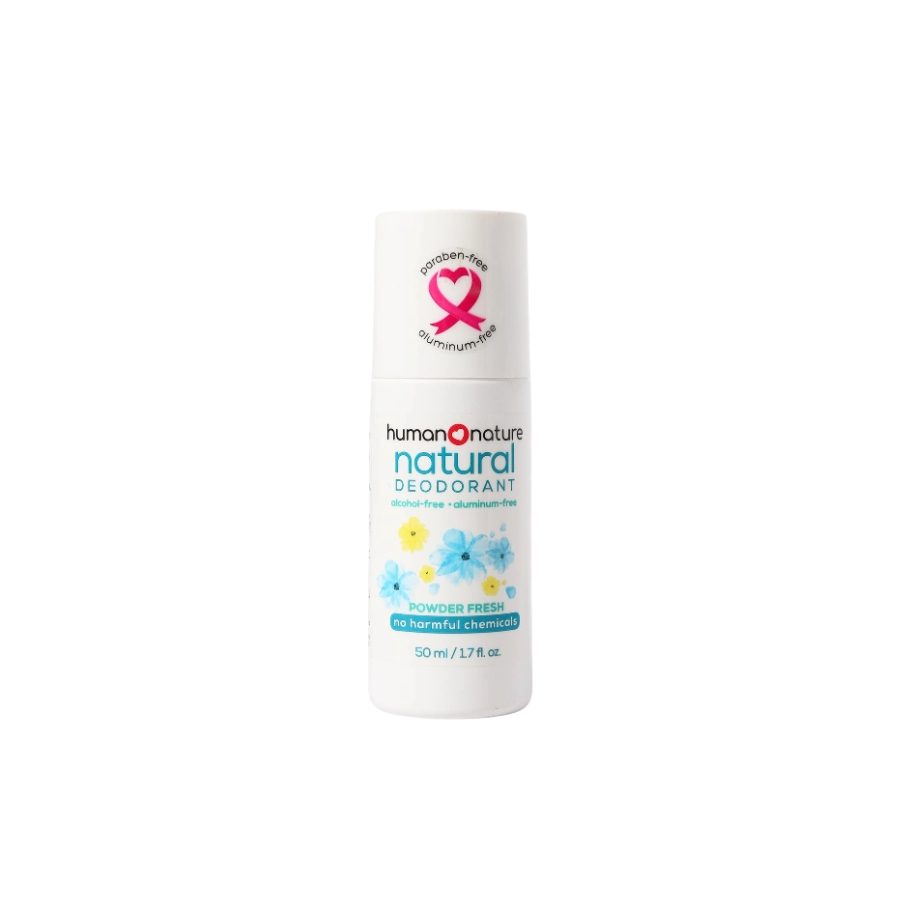 Human Nature Natural Deodorant Roll On, Powder Fresh or Petal Fresh, 50 ml (Human Nature Official Store)