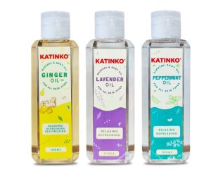 KATINKO Massage and Body Oil 100 ml, Bundle of 3: Ginger, Lavender, Peppermint (Katinko Store Official)