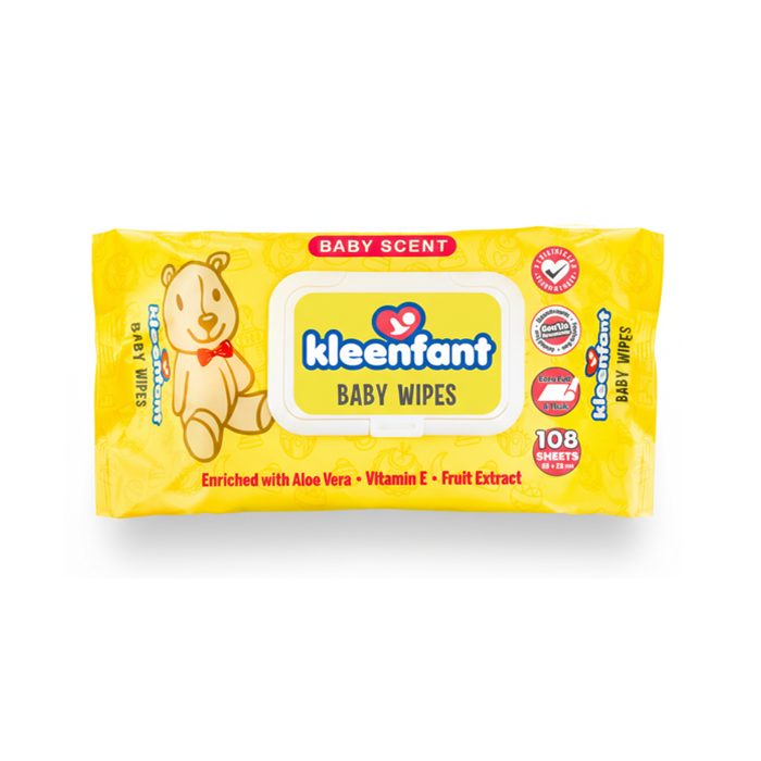 Kleenfant Baby Wipes 108 Sheets, Unscented or Baby Scent