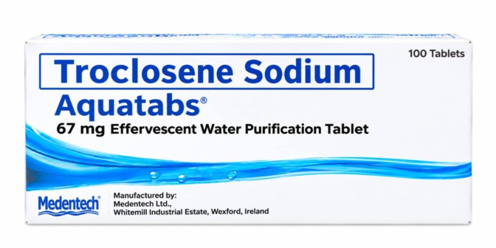 Aquatabs Water Purification Tablet 67 mg, Expiry 01/2030, Sold per Tablet (Mama’s Cart)