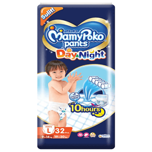 MamyPoko Day and Night Baby Diaper Pants, Large, 32 pcs (MamyPoko Official)