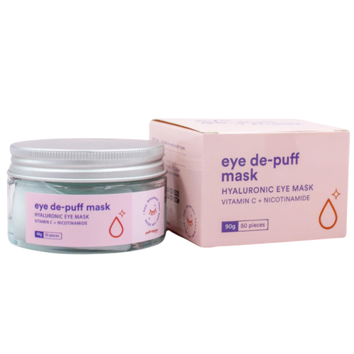 Puff and Bloom Eye De-puff Hyaluronic Eye Mask, Vitamin C and Retinol (Pink Witch)