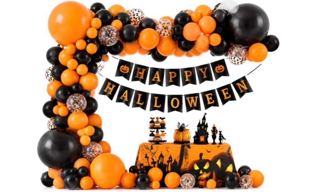 Black Orange Halloween Balloons Set, 93 pcs, Party Decoration (Stargogo Party Depot)