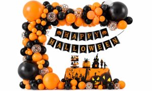 Black Orange Halloween Balloons Set, 93 pcs, Party Decoration (Stargogo Party Depot)